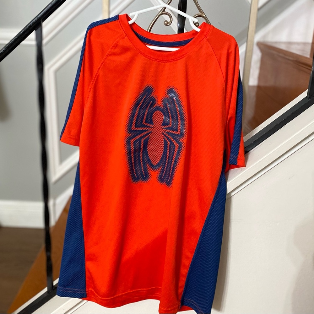 Marvel Red Athletic Spider-Man Logo Tee with Navy Trim